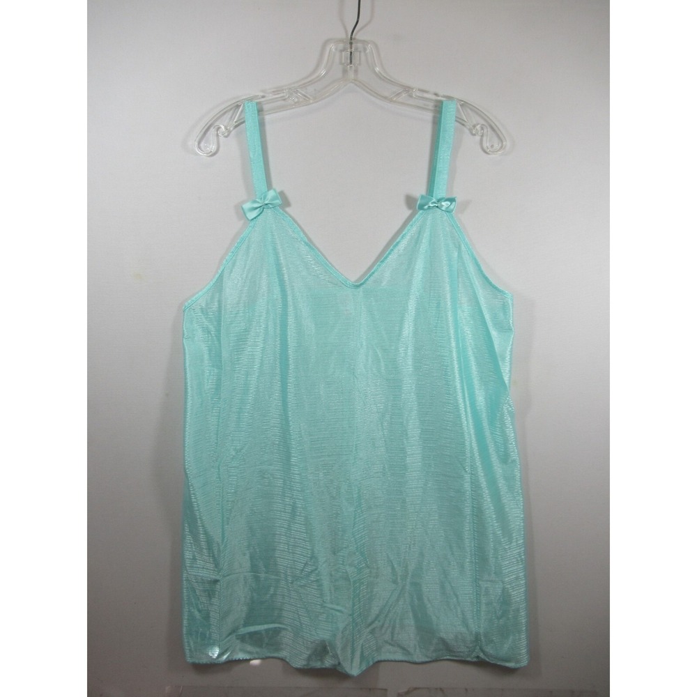 Vintage Petra Fashions Satin Nightgown Plus Size 1X Blue Sleeveless Bows